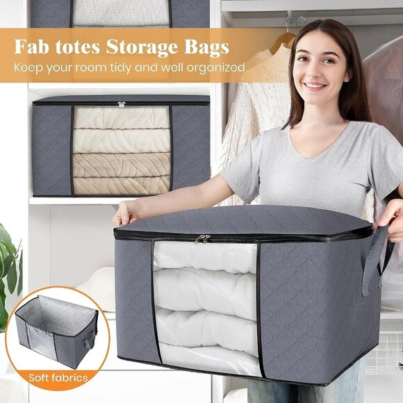 Lot of 6 Fab Tote Lightweight Foldable Organizing Bins